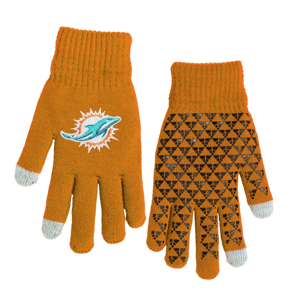 Miami Dolphins NFL Knit Gloves with Silicone Grippers - Image 1 of 1