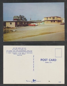 Tarjeta postal Dryden Ontario Len Ver Motel and Inn Kenora District cromada sin usar - Imagen 1 de 4