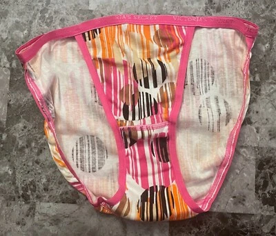 BRAGAS DE BIKINI VICTORIA'S SECRET M GEOMÉTRICAS 100 % ALGODÓN VINTAGE RARAS CUERDAS NUEVAS CON ETIQUETAS Foto 1 de 3