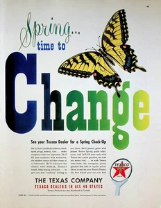 Publicidad impresa vintage Texaco 1949 Butterfly Sprint Check-up Car Sky Chief gasolina - Imagen 1 de 1