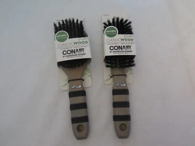 Conair Classic Wood Natural Stylers Hairbrush w/100% Boar Bristles - Lot of 2 - Image 1 of 4