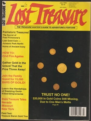 LOST TREASURE Magazine July 1995 Fred Flintstone Lost Gold Fire Agates Shipwreck Foto 1 de 4
