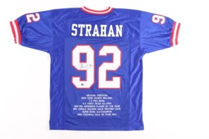 Michael Strahan New York Giants Signed Career Highlight Stat Jersey (Beckett) - Picture 1 of 6