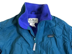 Vintage LL Bean Kids Youth Warm-Up Jacket Coat Fleece Lined Winter Small Green - Picture 1 of 10