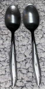 Lot 2 Mar Crest Mid Century Stainless Atomic Star 6" Spoons Citation Starburst - Picture 1 of 6