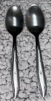 Lote 2 Cucharas Mar Crest Mid Century Acero Inoxidable Estrella Atómica 6" Citation Starburst Foto 1 de 4