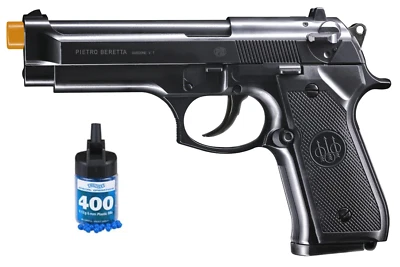 Refurbished Black Beretta 92 Spring Airsoft Pistol with 400 bbs - Image 1 of 2