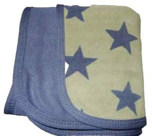 5D LN Carter's STARS Navy Blue/Green Fleece Receiving crib Baby Blanket - Picture 1 of 5