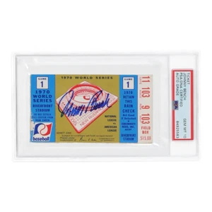Johnny Bench Signed 1970 World Series Game 1 Ticket (PSA | Autograph Graded 10) - Picture 1 of 2
