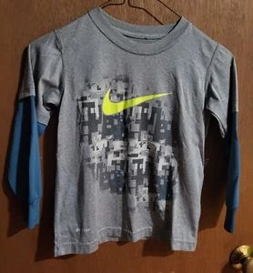 NIKE DRI-FIT SIZE 5 BOYS GRAY LONG SLEEVED SHIRT - Picture 1 of 1