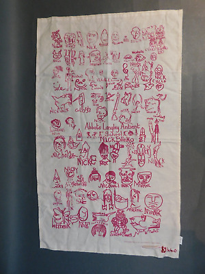 Nick Blinko Embroidered N Snoxell Abbots Langley Antient School Tea Towel AL/LB • 159.09$