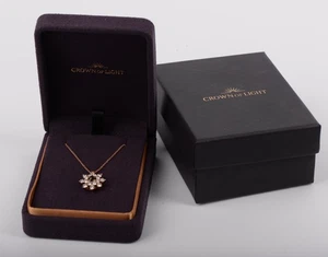 Crown of Light Diamond Flower Pendant Necklace 14K Rose Gold 3.08g – Gift Box - Picture 1 of 17
