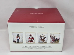 Williams Sonoma 'Twas the Night Collection - 4 Double Old-Fashioned Glasses NEW - Picture 1 of 19