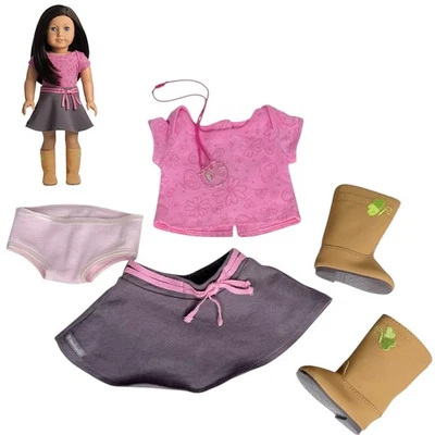 American Girl True Spirit Meet Conjunto Muñeca Top Falda Botas Panty Collar Zapatos Foto 1 de 4