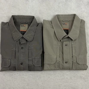 5.11 Tactical Taclite Pro Shirt Lot Of 2 Mens XL Gray Button Down Short Sleeve - Picture 1 of 15