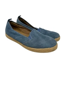 Clarks Azella Theoni Flats Sz 10 W Espadrille Slip On Shoe Blue Suede - Picture 1 of 10