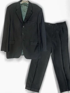 Joseph Abboud Wool Suit 41R W35 Black USA Super 100’s Old Money Quiet Luxury - Picture 1 of 10