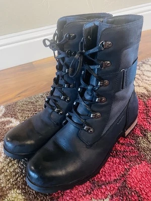 Botas de combate SOREL Emelie Conquest de cuero impermeables negras para mujer talla 11 Foto 1 de 4