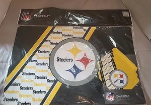 Neu Set aus 4 Vinyl Pittsburgh Steelers Logo Tischsets und Untersetzern NFL lizenziert - Bild 1 von 6