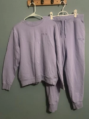 Fila Matching Cotton Sweat Set Periwinkle Blue Crewneck and Jogger Women’s Large - Image 1 of 4