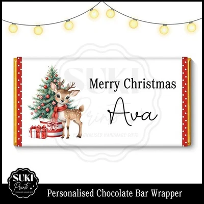 SUKI PRINTS Personalised Chocolate Bar Galaxy Wrapper. Christmas Eve Box Stocking Filler