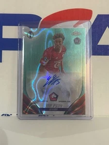 2023-24 Topps Chrome UCC Leny Yoro RC Auto Aqua CA-YO LILLE MAN U n2 - Picture 1 of 2
