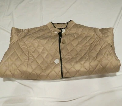 Dennis Basso 女式 1X 金色/薄纱绗缝夹克带动物印花衬里全新带标签 — 第 1/4 张图片