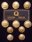 10 Gold Tone Metal Blazer Jacket Buttons "Q" Custom Tailor Lot 1378