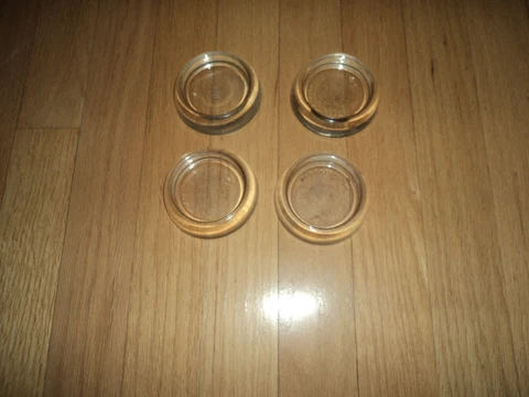 Lot of 4 Vintage Clear Glass Coasters Chair Table Couch Leg Protectors Cover