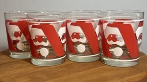 Vintage 4 pc Neiman Marcus~ Santa Face Glasses Bar Rocks Old Fashion ~ MCM - Picture 1 of 4