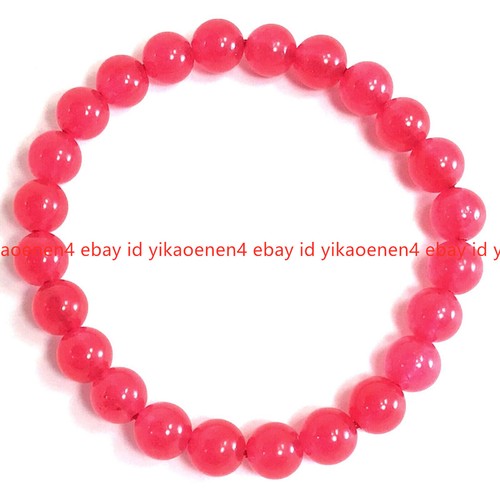 VALENTINO Braccialetto Bilanciamento Guarigione Rosa Naturale Rosa Rossa Gemme Rosa Rossa Bellissimo 7 5"