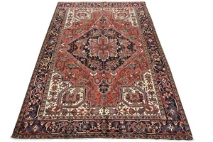 Vintage Tribal Rug 7’11” x 11’1” Red Wool Hand-Knotted Oriental Carpet - Picture 1 of 16