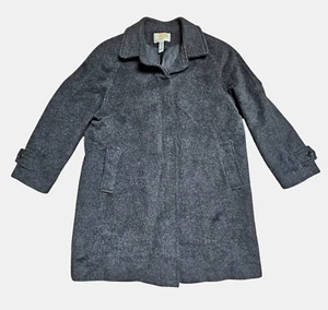 Talbots Wool Mohair Blend Coat Womens Petites 14 Gray Old Money Quiet Luxury - Picture 1 of 13
