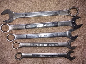 Set of 4 metric combo wrenches 17, 18, 19, 21 mm Craftsman + 22 mm made Taiwan - Picture 1 of 2