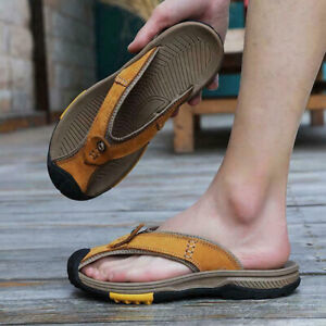 Mens Sandals Closed Toe Non-Slip Fisherman Flip Flops Thong Beach Water Shoes