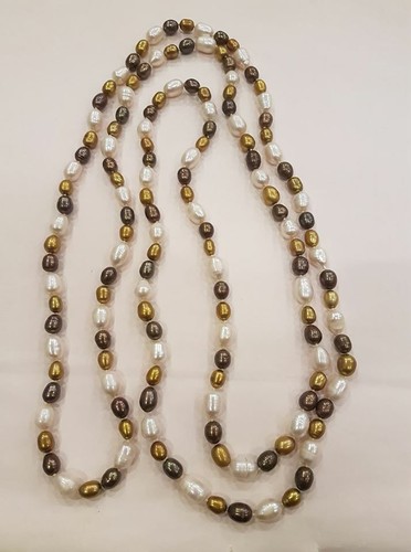 Collana donna perle barocche bianche oro bronzo idea San Valentino Pearl