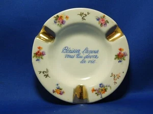 Vintage Hand Painted Limoges France Cigarette Ashtray - Floral Art - Picture 1 of 5