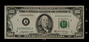 1969 A Series Boston One Hundred 100 $100 Dollar Bill Federal Reserve Note - Picture 1 of 2