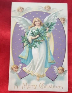 Vtg Early 1900's ANGEL Christmas Postcard "A MERRY CHRISTMAS" ~UnPosted~GERMANY - Bild 1 von 3
