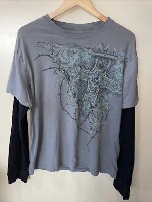 Camisa Helix Manga Larga XL y2k Gris y Negro Foto 1 de 4