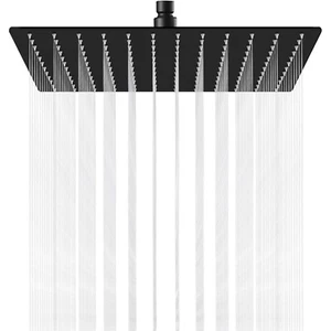 12 Inch Square Stainless Steel Rain Shower Head Large Matte Black High Pressure - Picture 1 of 8