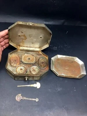 Vintage Copper Hand Crafted Islamic Persian Betel Box Pandan With Spoon - Image 1 of 4