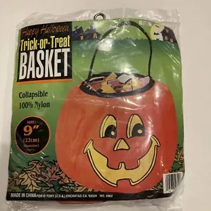 Halloween Trick-or-Treat Pumpkin Bag Basket Collapsible Nylon 9” NEW Unopened - Picture 1 of 4