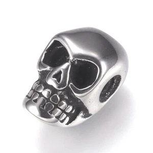20pc Antique Silver 316 Stainless Steel Skull Beads Metal Spacer Charms 12.5x7mm - Picture 1 of 2