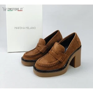 Damen Schuhe Mokassins Mit Absatz MARIKA MILANO Adele Echtes Leder Casual - Bild 1 von 7