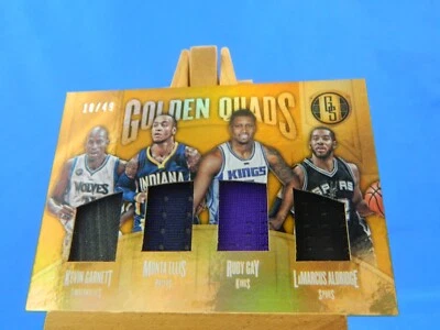 Gold Standard 2016-17 Gold Quads Kevin Garnett Ellis Gay Aldridge /49 Jersey - Image 1 of 2