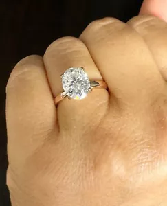 Ovaler IGI Diamant Solitär Verlobungsring 14K massiv Rotgold Krappenfassung 3,00ctw - Bild 1 von 11