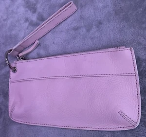 Vintage Leather Banana Republic Wristlet Clutch Baby Blush Pink 9.25x4.5 - Picture 1 of 11