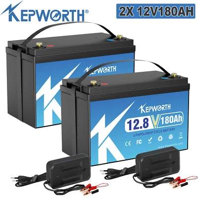 KEPWORTH 2X 12V 180AH LiFePO4 batería de litio BMS autocaravana sistema solar + cargador