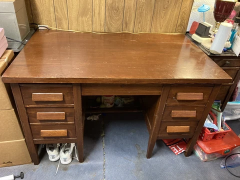 Vintage Wood Office Desk. Dove Tail Construction Cover